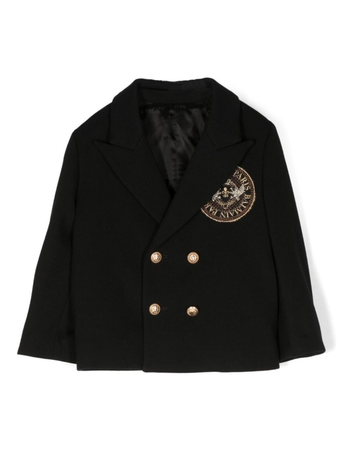 

Balmain Kids двубортный пиджак с нашивкой-логотипом, черный