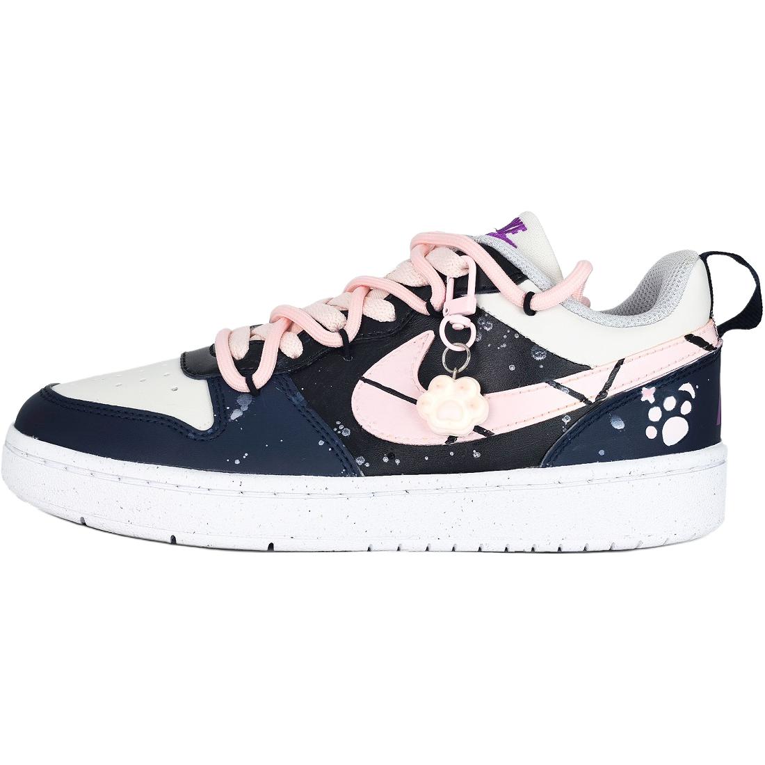 

Court Borough Kitten Plan Cushioning Low top детские скейтбординг кроссовки Black Pink Blue Nike, черный/розовый