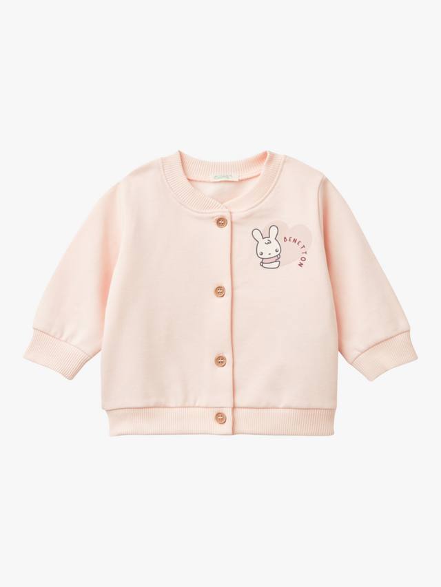 

Кардиган с принтом кролика для малышей Benetton, цвет Light Powder