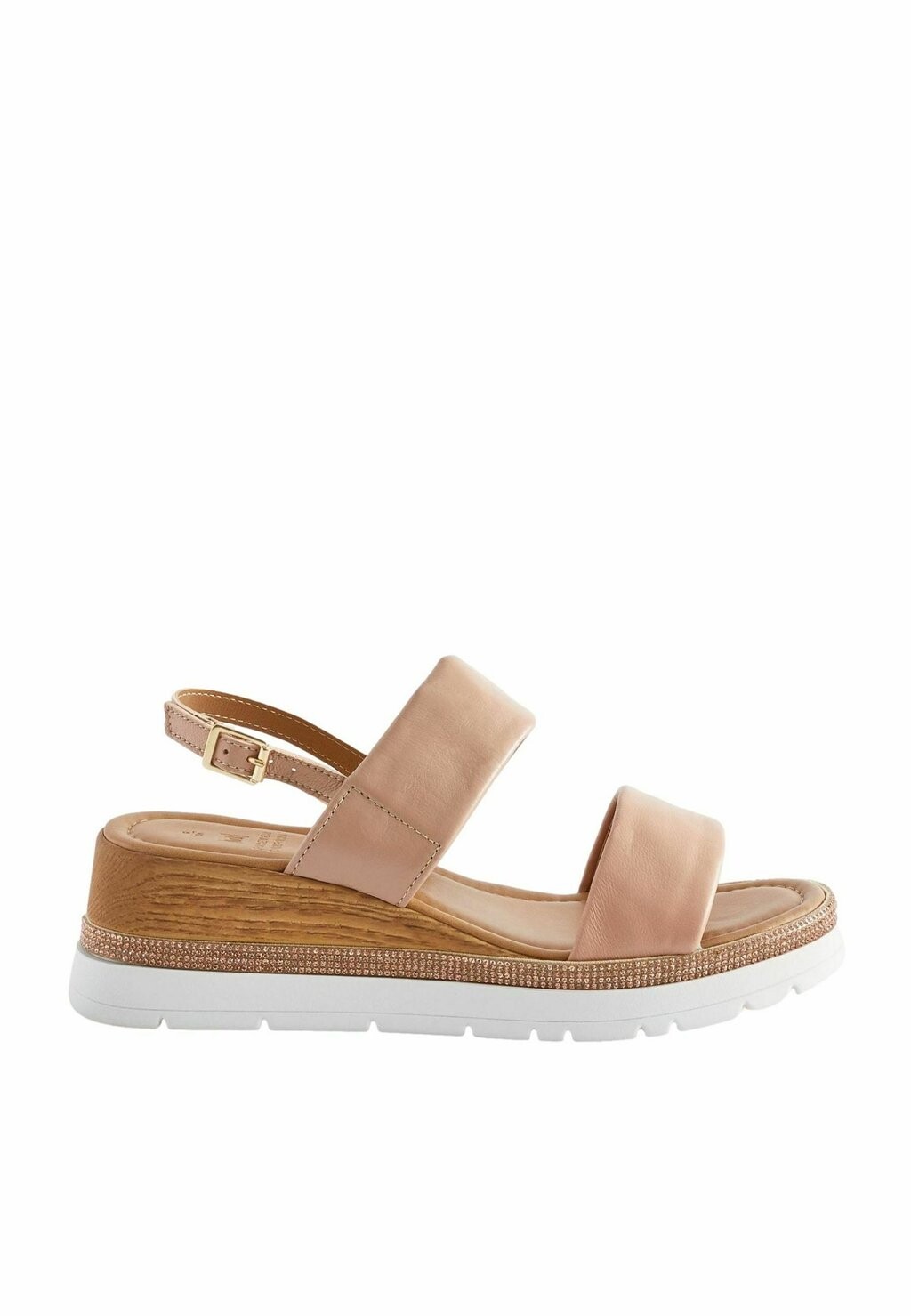 Босоножки на танкетке Forever Comfortâ® Leather Sport Bling Wedges Next, телесный — фото 4