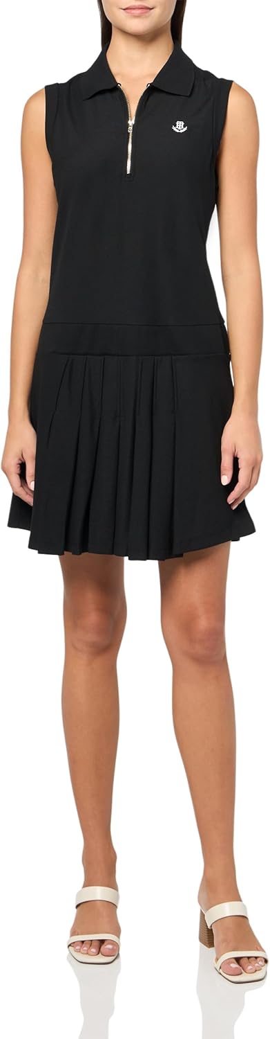 

Женское платье-майка Tommy Hilfiger без рукавов с воротником и молнией спереди, Black