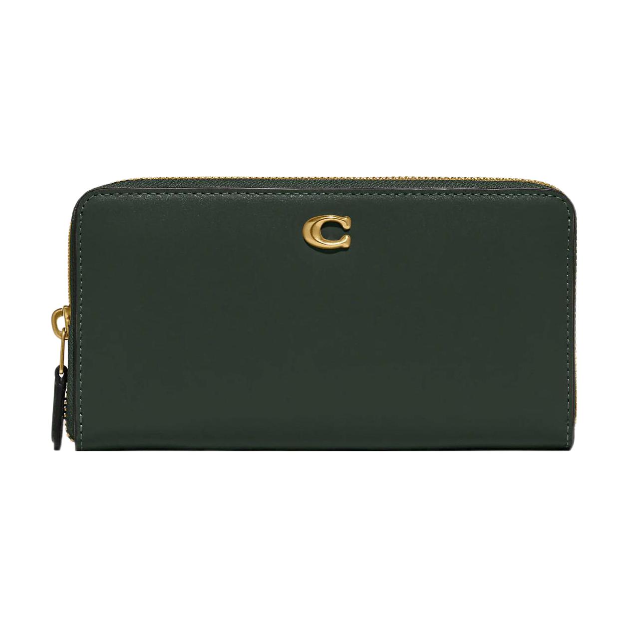 

COACH Женский зелёный кошелёк из телячьей кожи с молнией-гармошкой