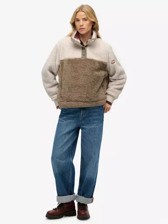Флисовая куртка Teddy Colour Block, цвет Winter Twig Beige Superdry — фото 3