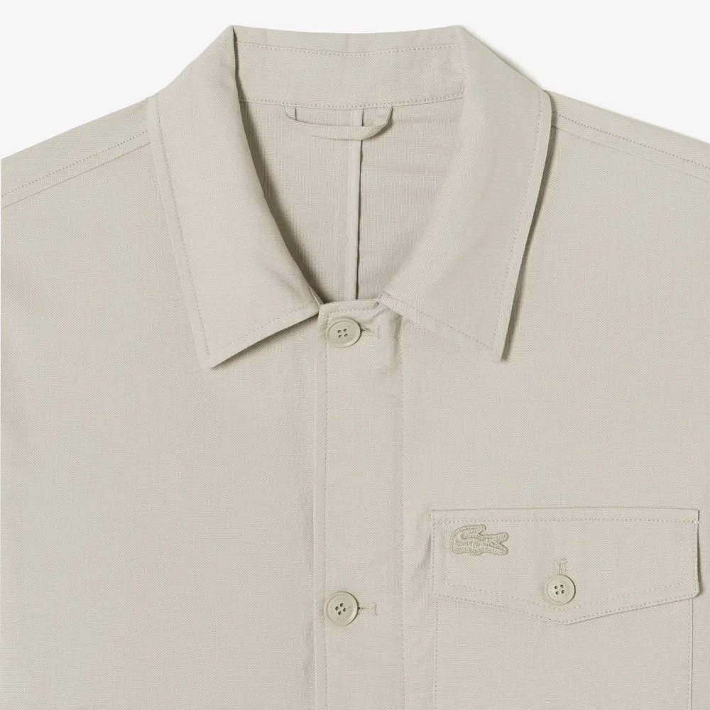 Мужская куртка-рубашка из смесовой пряжи бежевая от Lacoste — фото 2