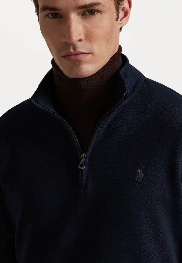 Джемпер с имитацией двойного вязания и воротником-стойкой Polo Ralph Lauren, авиаторный синий — фото 4