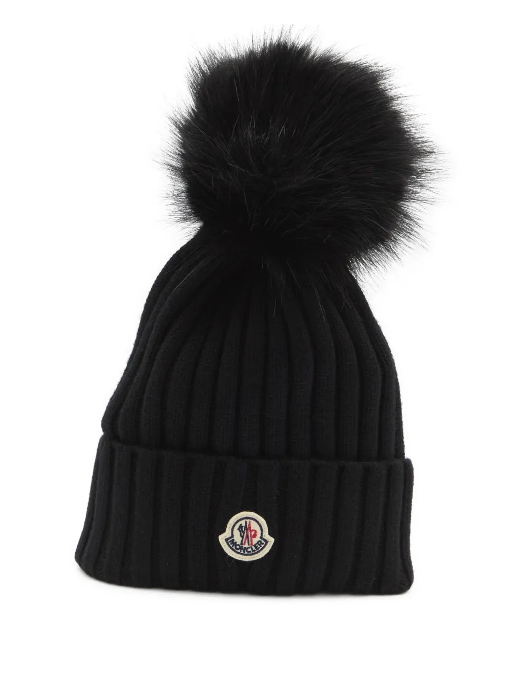 

Шапка с помпоном в рубчик MONCLER, черный