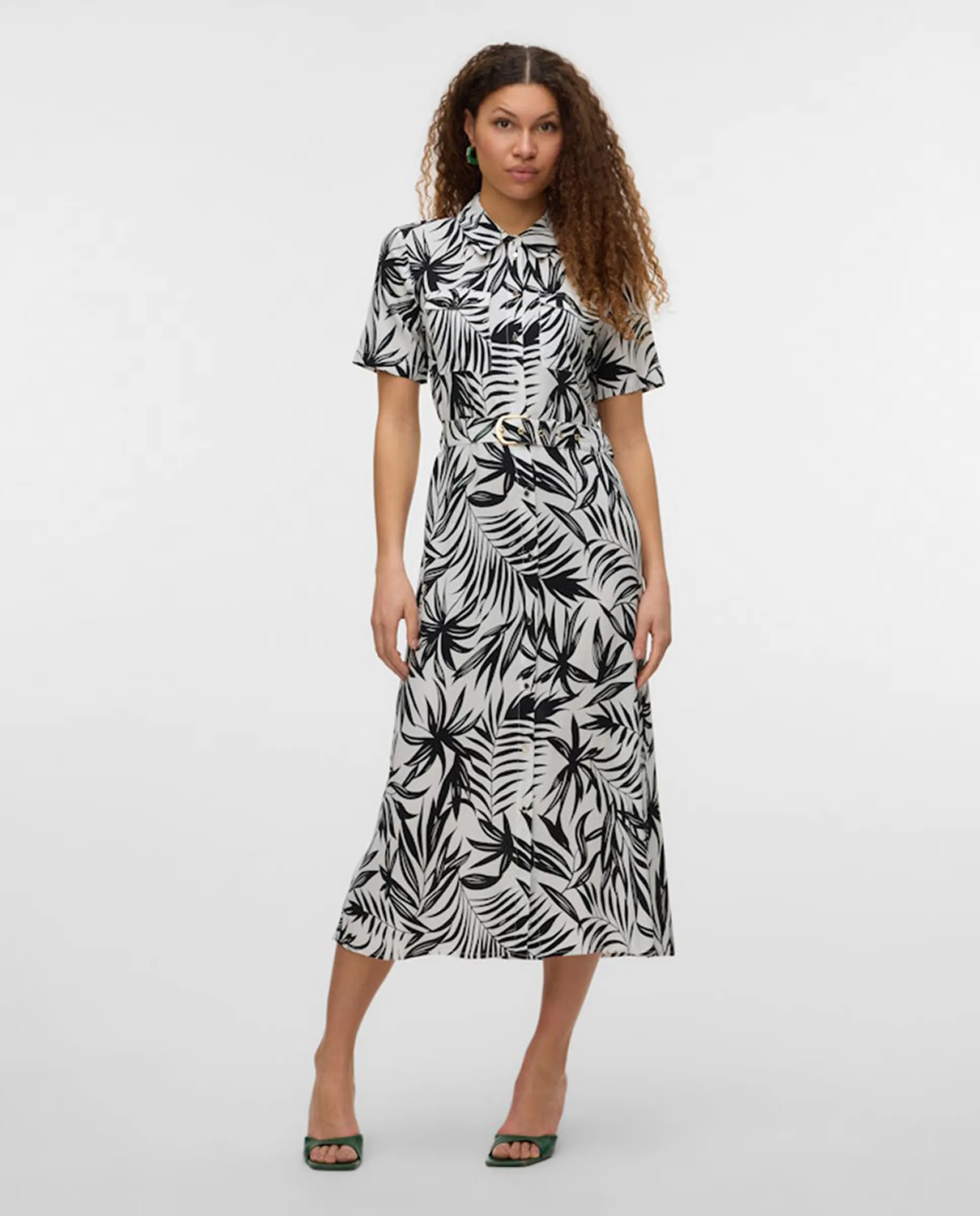 

Платье миди с коротким рукавом Vero Moda, белый