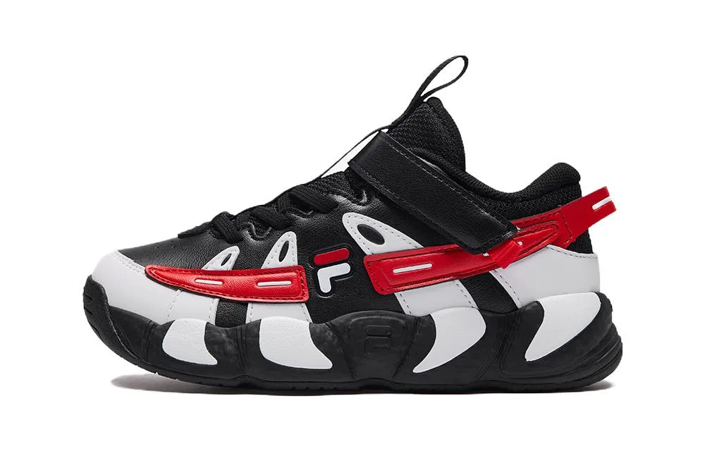 FILA KIDS Кроссовки детские баскетбольные low top из синтетической кожи с амортизацией croissant черный белый красный