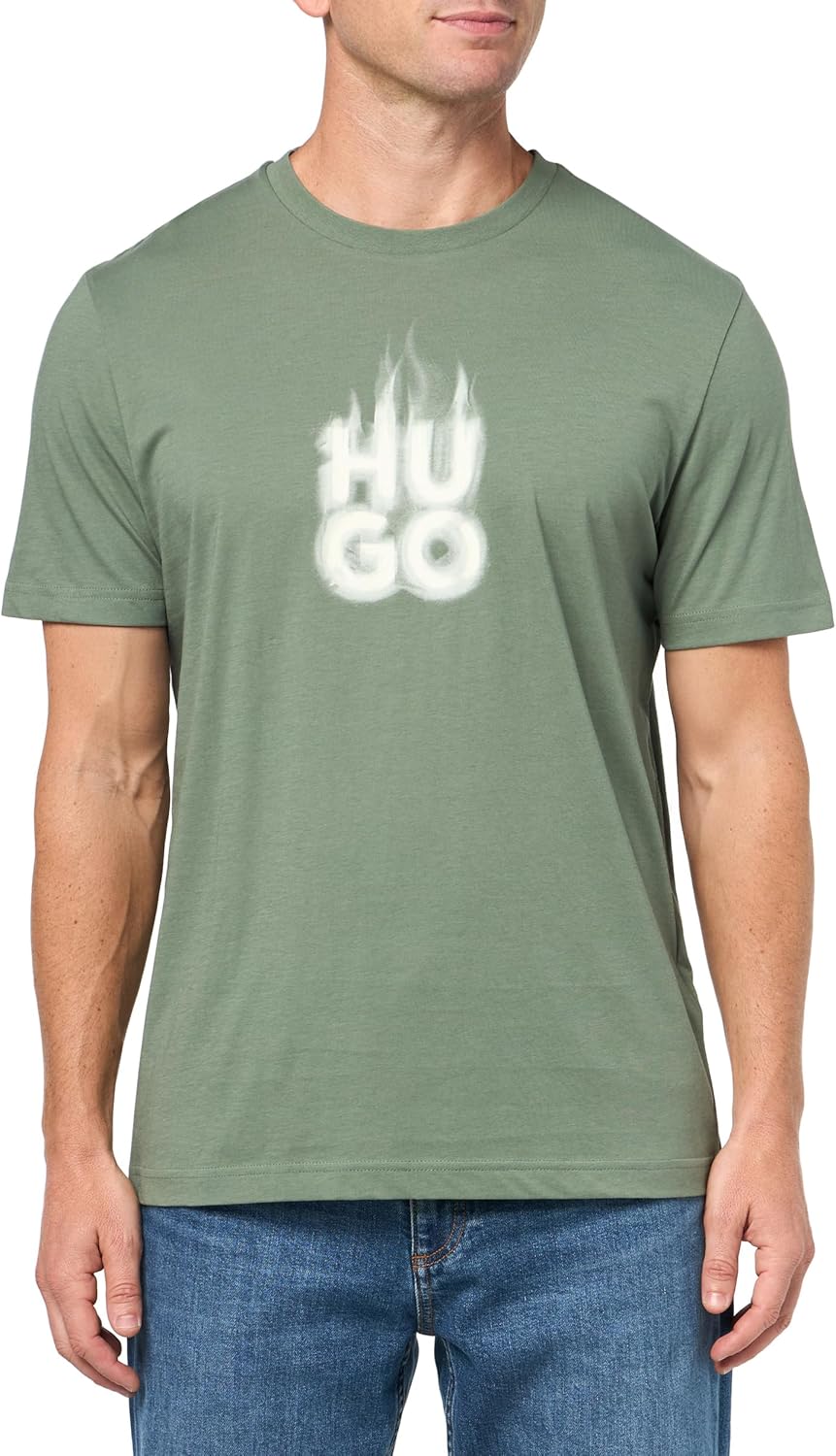 

Мужская хлопковая футболка Hugo с логотипом Smokey, Green Wreath, Серый, Мужская хлопковая футболка Hugo с логотипом Smokey, Green Wreath