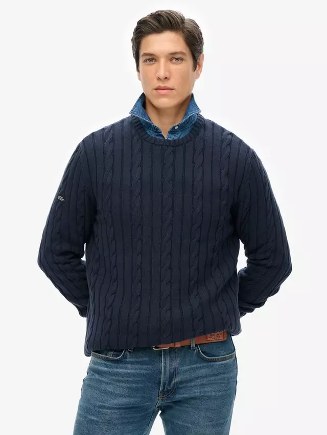

Джемпер Superdry Cotton Classic Cable Knit Crew, темно-синий