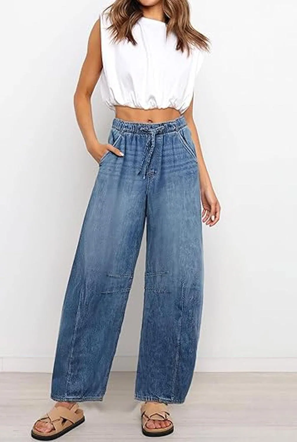 Джинсы Barrel Wide Leg, Light Blue — фото 3
