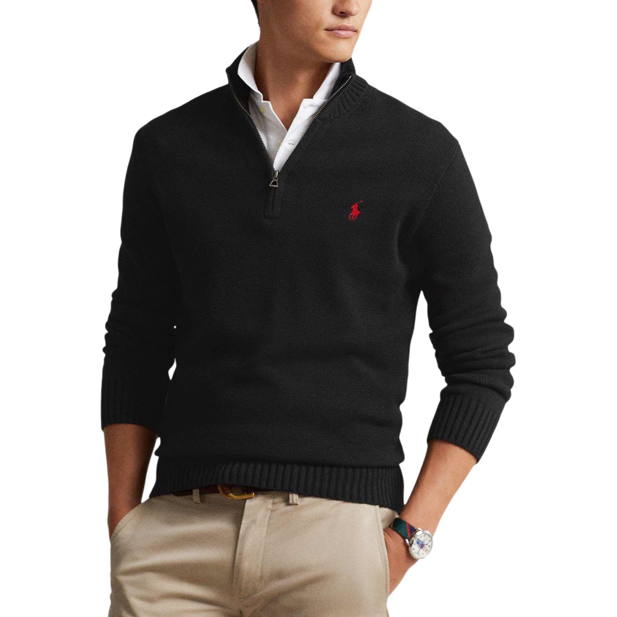 Короткая хлопковая толстовка на молнии Polo Ralph Lauren, черный — фото 4