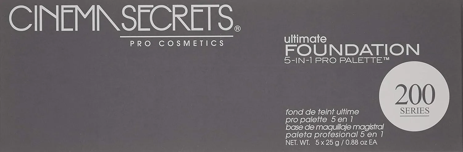 Cinema Secrets Ultimate Foundation 5-in1 Palette - тональная основа с наращиваемым покрытием, матовым финишем, без парабенов, для коррекции цвета, контуринга и хайлайтинга 24.95 г (1 шт.), 200 Series — фото 2