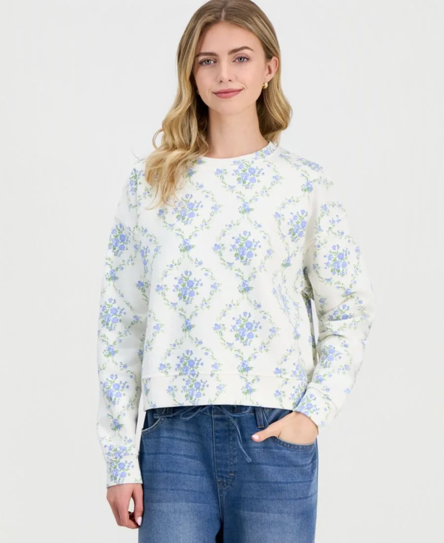 Детская флисовая толстовка с круглым вырезом и принтом Rebel Veil, Hydrangea Floral