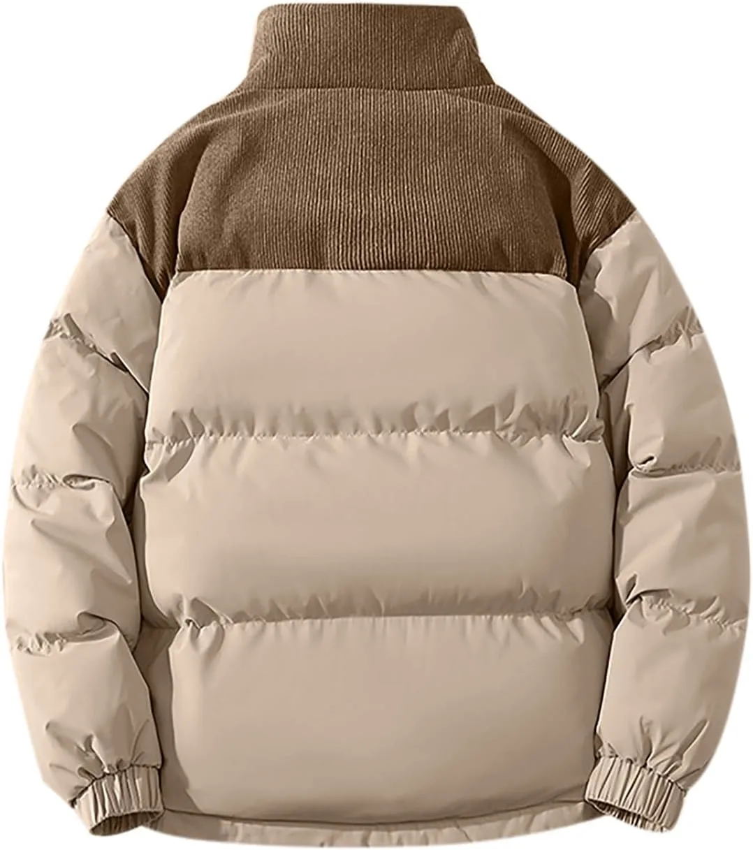 Мужская зимняя куртка Big and Tall на молнии со стойкой, длинный рукав, пуховик Casual, легкая и теплая верхняя одежда Generic, кофейный — фото 2