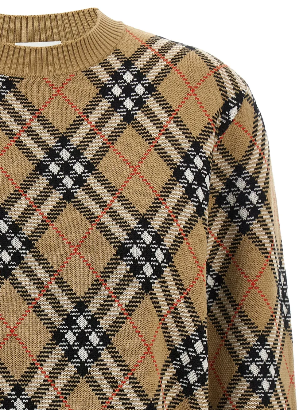 Свитер Burberry Шерстяной в клетку, нейтральный — фото 3