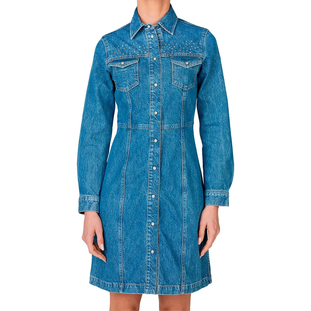 

Платье Pepe Jeans Luna Sparkle long sleeve short, синий