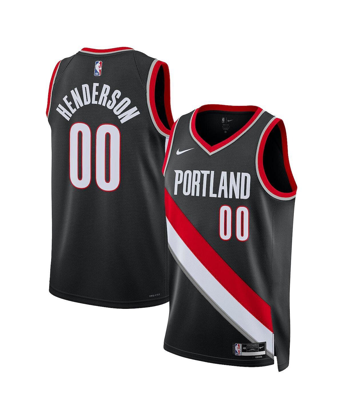Мужская и женская футболка Scoot Henderson Black Portland Trail Blazers 2023 NBA Draft Swingman — Icon Edition Nike — фото 2
