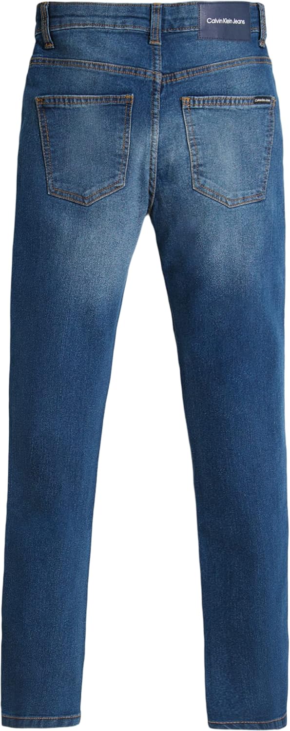 Джинсы Calvin Klein для мальчиков скинни-кроя из эластичного денима, 5 карманов, застежка на молнию и пуговицы, Classic Houston Mid Blue — фото 2