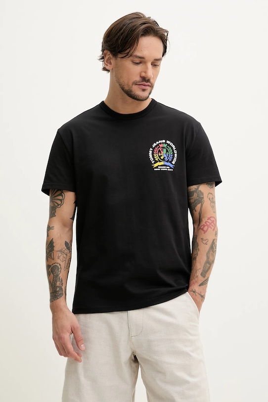 

Хлопковая футболка Tommy Jeans, черный