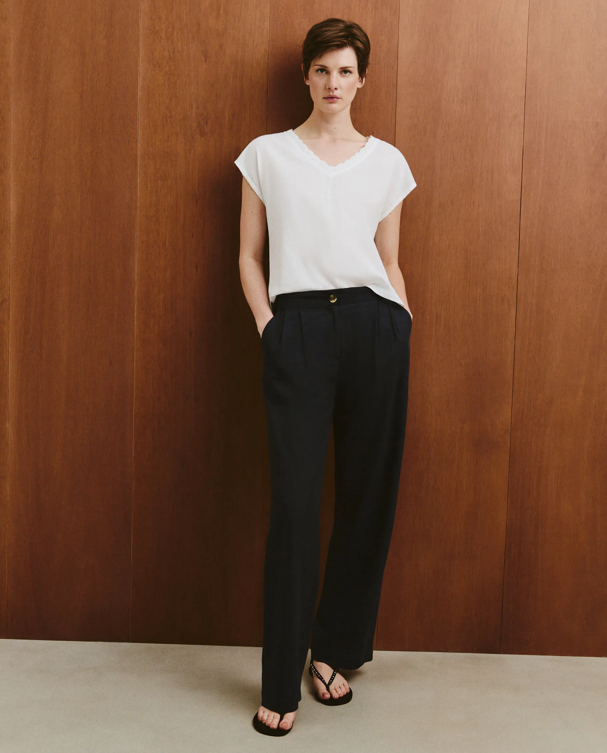 

Женская однотонная футболка с длинным рукавом Southern Cotton, цвет 120 Crudo