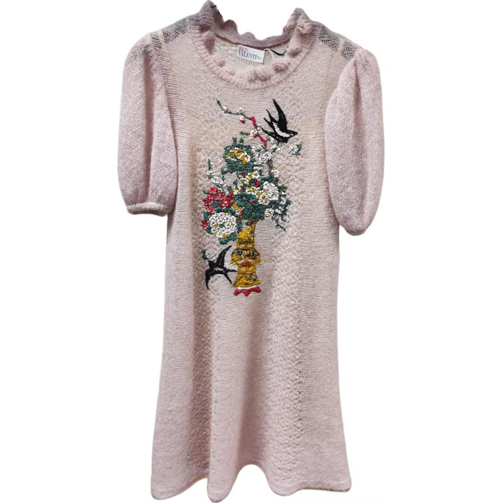 

Короткое платье с короткими рукавами женское розовое RED VALENTINO