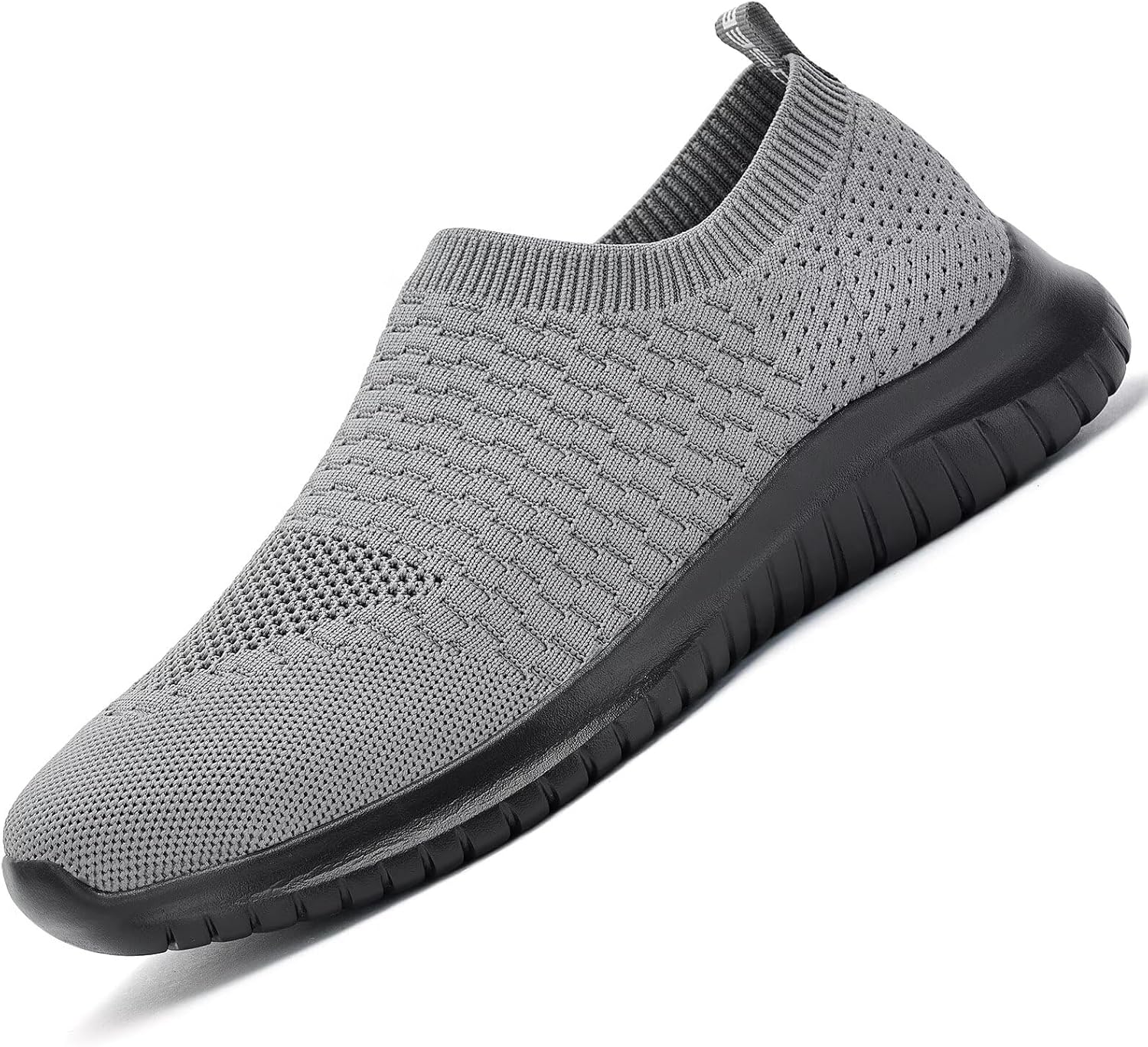 

Мужские спортивные прогулочные кроссовки konhill - легкие повседневные трикотажные слипоны, черный/серый