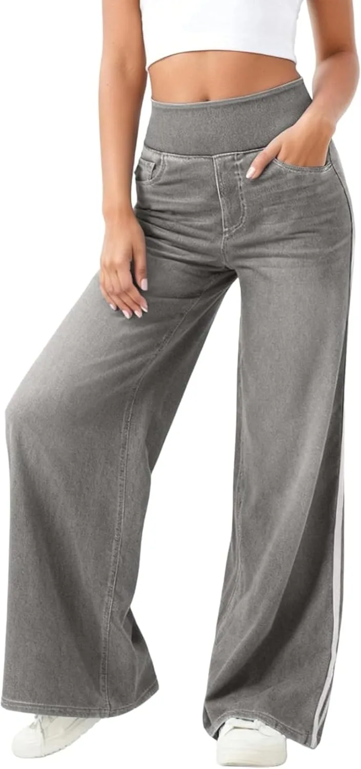 

Женские эластичные джинсы baggy с высокой талией