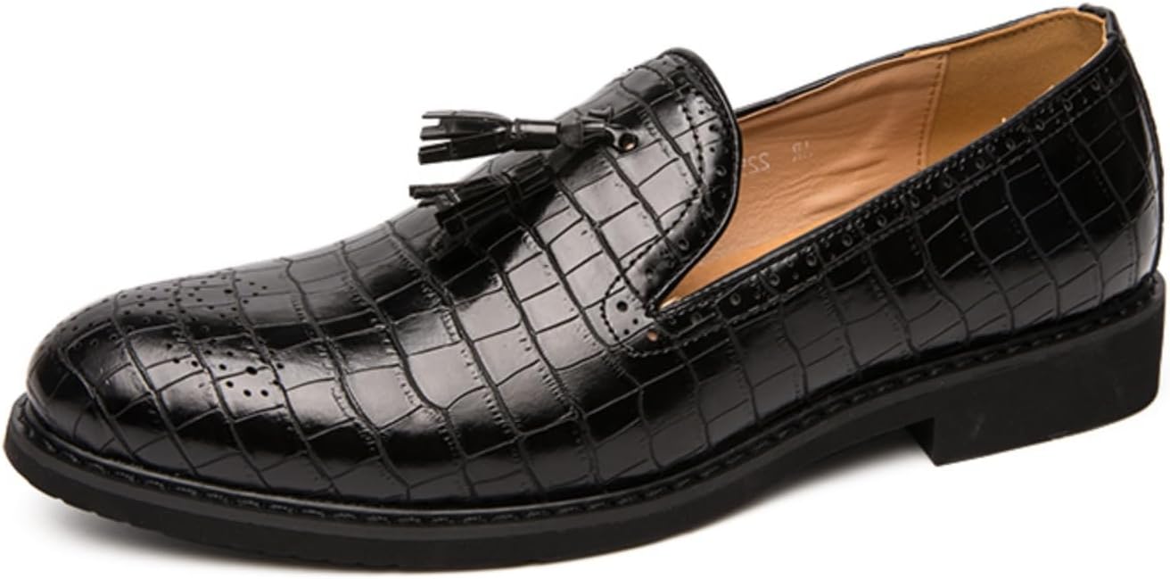 

Мужские кожаные лоферы с кисточками, слипоны, броги, с крыльями, с круглым носком, деловые туфли на низком ходу, комфортные, легкие, противоскользящие, туфли к смокингу для ходьбы, вождения, работы, свадьбы и вечеринок, пенни-лоферы Yrzhgdl, чер...