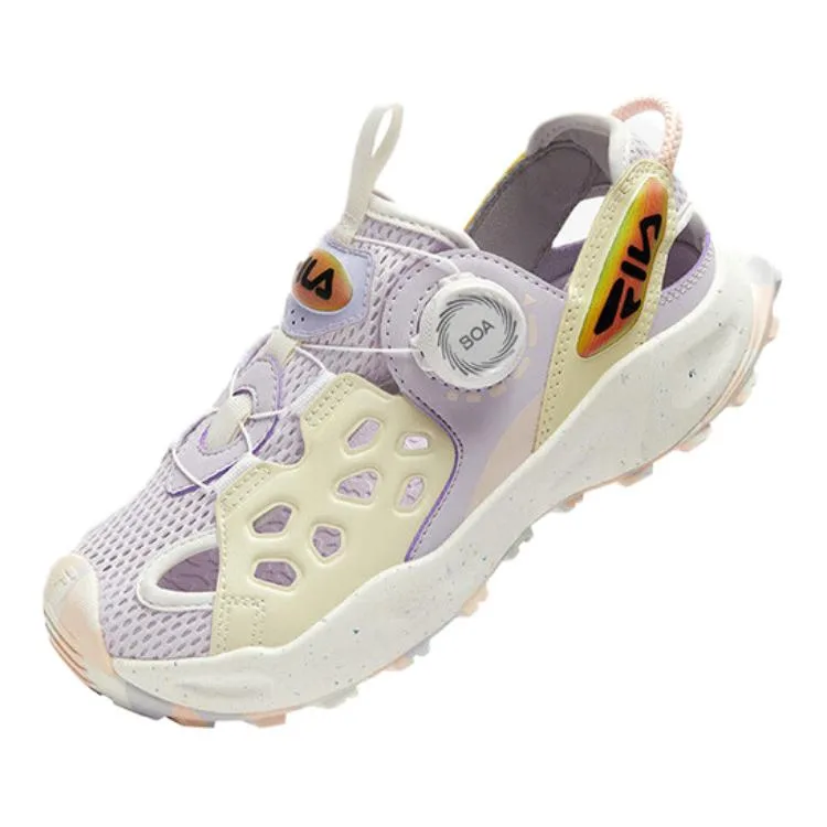 FILA KIDS Детские сандалии с противоскользящей подошвой и вентиляцией, фиолетовые и желтые — фото 4