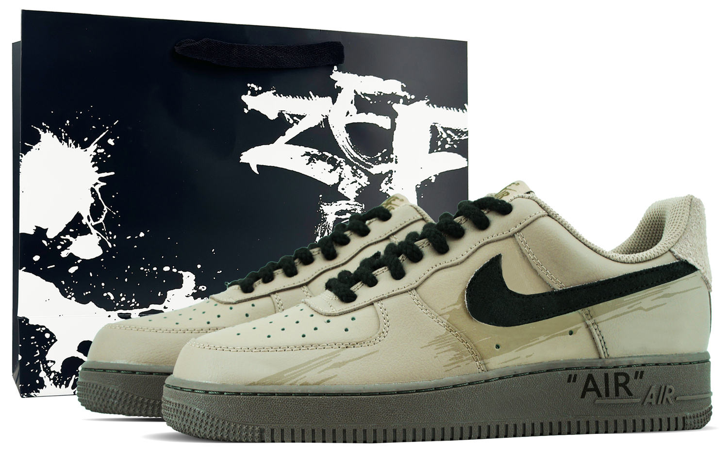 

Кроссовки Nike Air Force 1 противоскользящие и устойчивые к истиранию низкие для скейтбординга мужские зеленые коричневые
