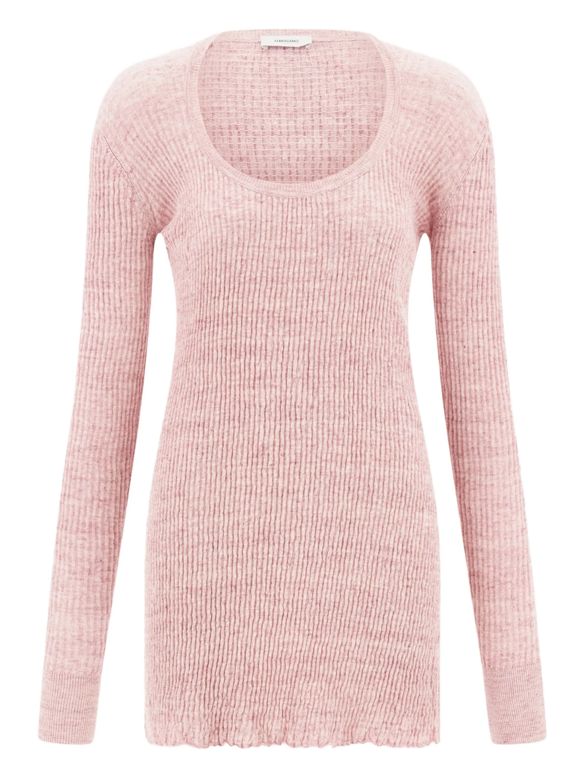 

Платье мини в рубчик с длинными рукавами Ferragamo, розовый