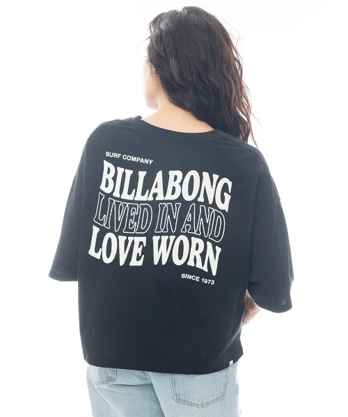 

Женская свободная укороченная футболка с коротким рукавом, круглым вырезом и принтом логотипа BILLABONG, черный