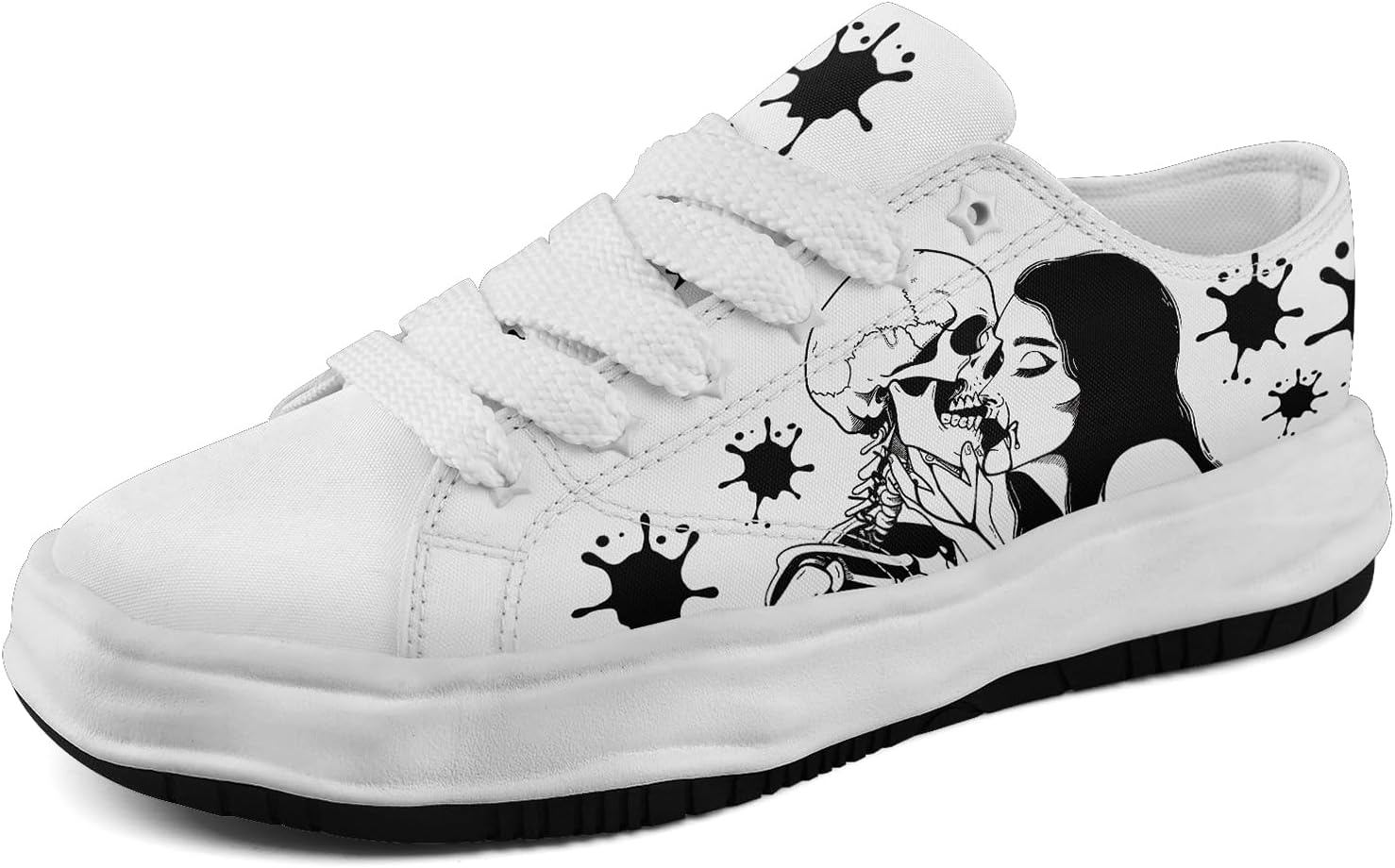 

Кеды на низкой подошве для мужчин и женщин, яркие с черепом, легкие и удобные для прогулок Coolcustomize, белый