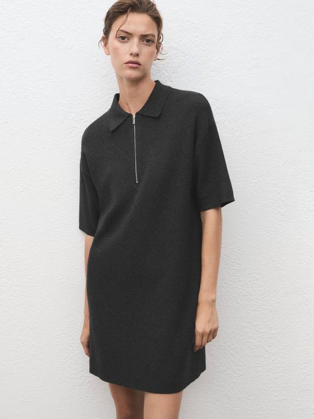 

Латитис мини-платье с коротким рукавом и воротником из хлопкового микса Mango