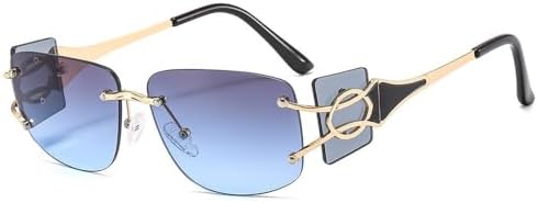 

Винтажные модные солнцезащитные очки 2027 года, без оправы, градиентные, с защитой от УФ-излучения UV400, летние, для путешествий, для женщин, серо-голубые, O MTZJH, One Color