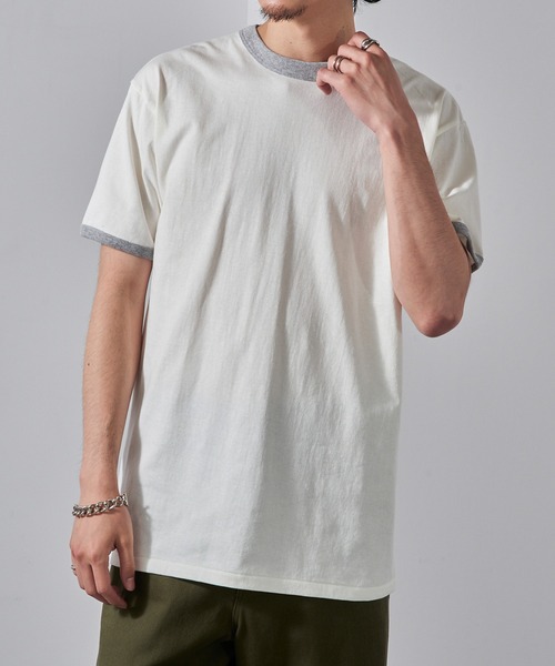 

Футболка с контрастной отделкой и вышивкой крестиком College Ringer OE1121 CROSS & STITCH, белый