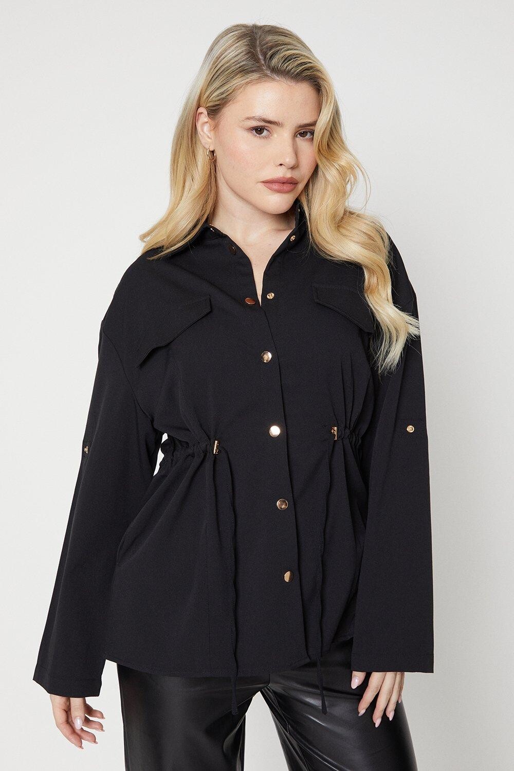 

Поясная куртка на шнурке Dorothy Perkins, черный