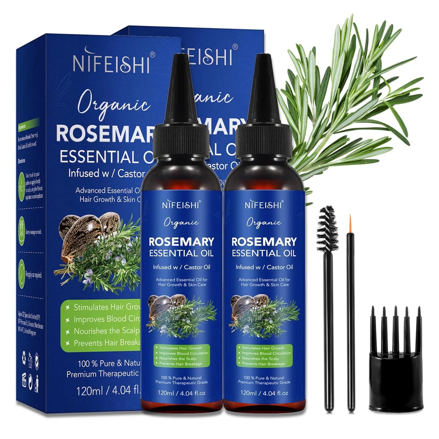 Набор масел P-Beauty: розмариновое и касторовое для роста волос и ухода за кожей, 2 x 120 мл P-Beauty Cosmetic Accessories, 2 X 120 Ml