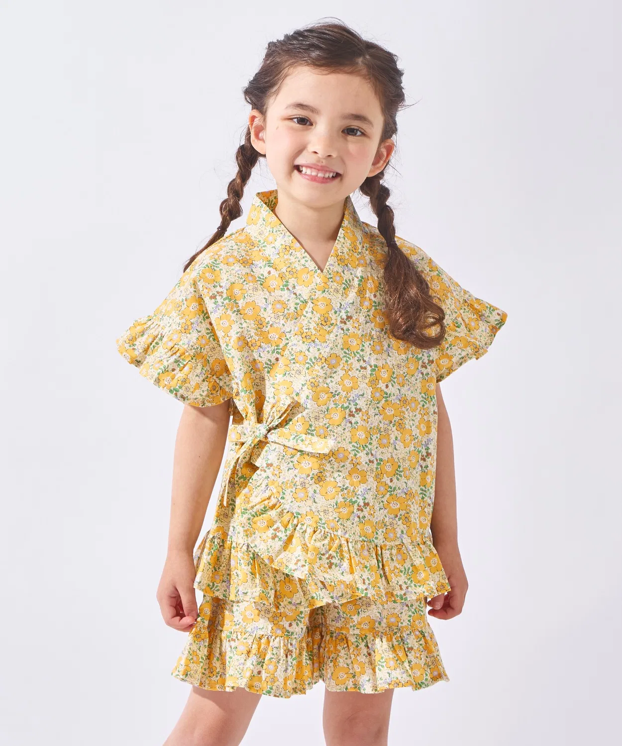 Детское кимоно-юката (джинбей) EVER CLOSET, комплект из двух предметов, желтый