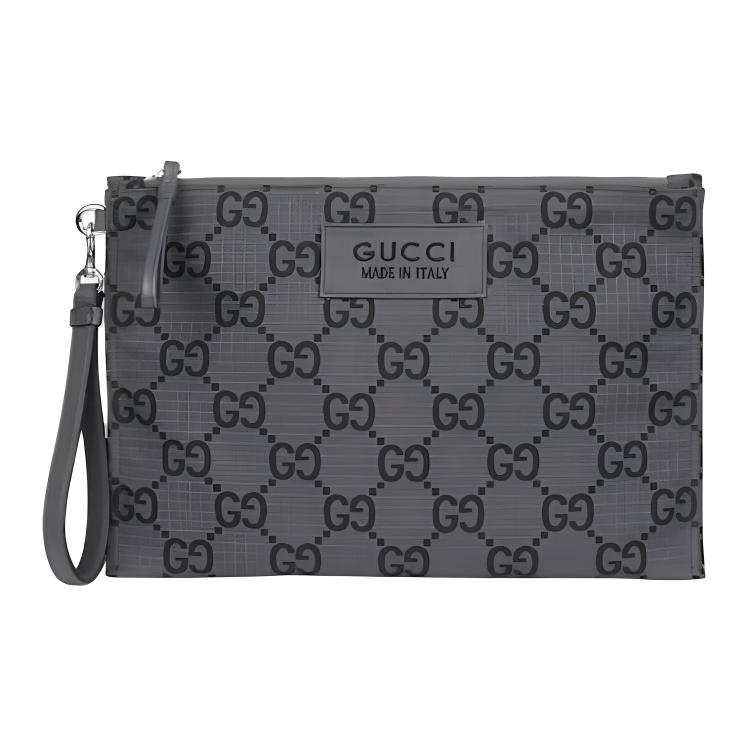 

GUCCI Переработанный полиэстеровый клатч мужской темно-серый и черный