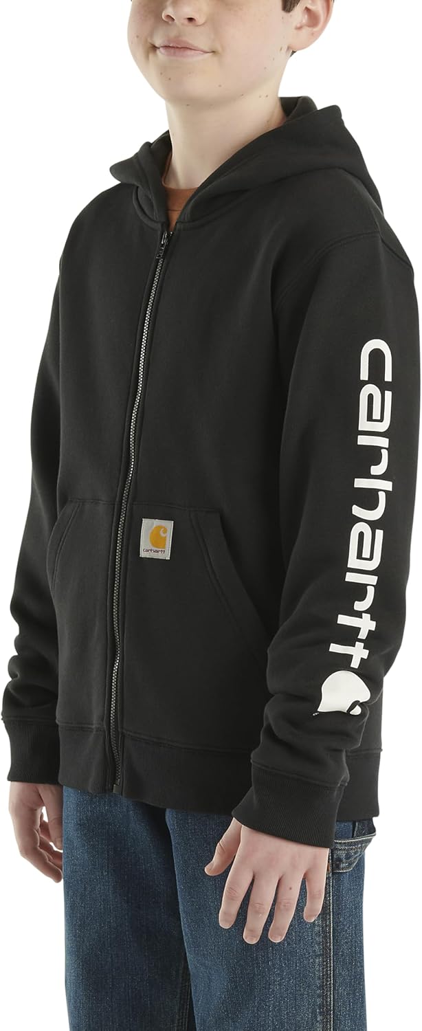 Детская толстовка Carhartt CP8675 с длинными рукавами и логотипом на молнии - для мальчиков, Caviar Black — фото 2
