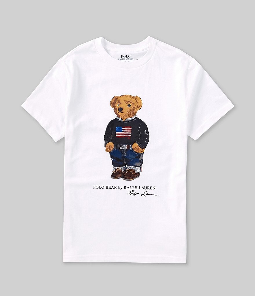 

Футболка Polo Ralph Lauren Little Boys 2T-7 с короткими рукавами из джерси с медведем, белый