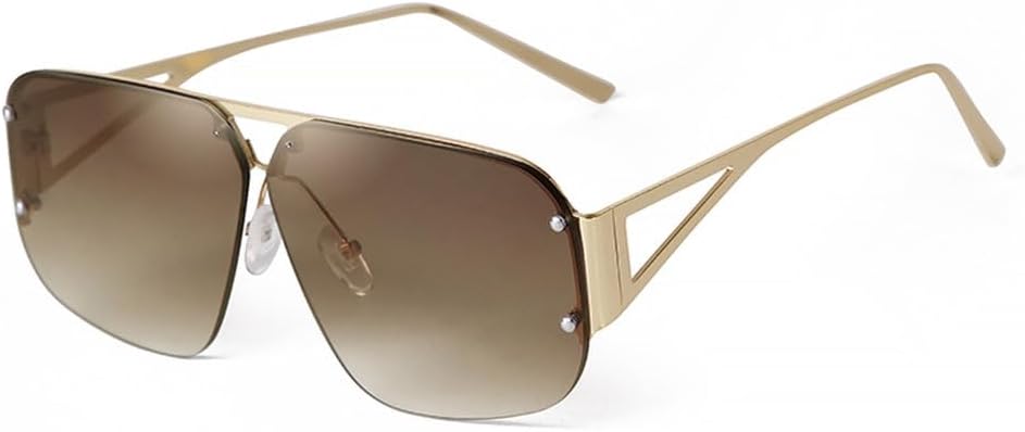 

Модные металлические полуободковые солнцезащитные очки для женщин и мужчин, для вождения, большие солнцезащитные очки для мужчин с защитой от УФ-излучения UV400 TYUVIVO, C3