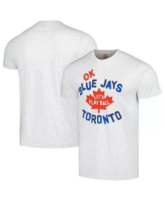 

Мужская серая футболка Toronto Blue Jays Doddle Collection Let's Play Ball Tri-Blend Homage