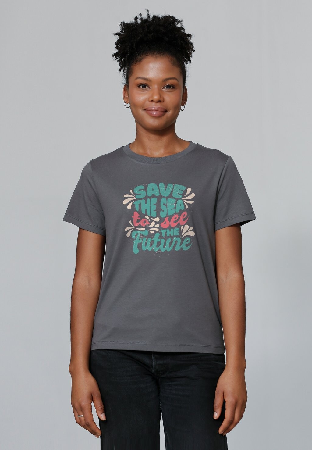 

Футболка с принтом SAVE THE SEA watapparel, антрацит