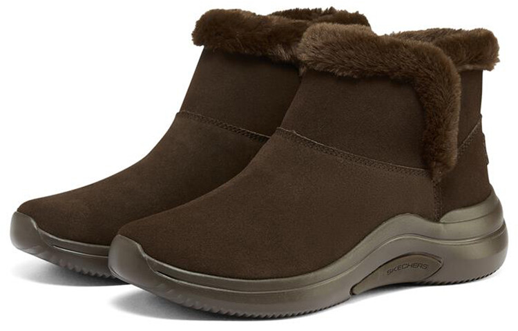 Женские ботинки Skechers зимние с мехом, темно-коричневый — фото 3