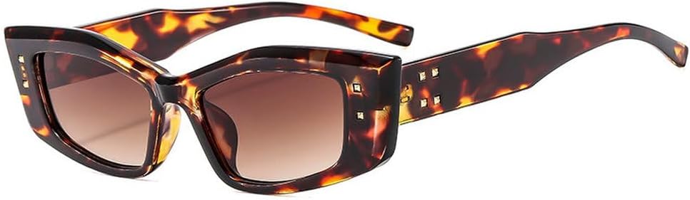 

Популярные модные солнцезащитные очки для женщин в стиле ретро с градиентным переходом, защита от УФ-излучения UV400, модные женские солнцезащитные очки с заклепками, черные очки TKKTLLT, Leopard-brown