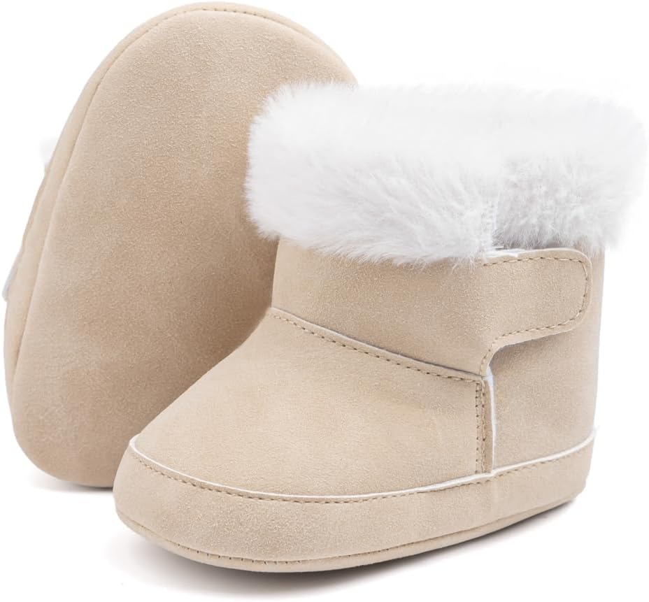 

Детские универсальные теплые ботинки с меховой подкладкой, мягкие, зимние для малышей, с нескользящей резиновой подошвой, зимние пинетки для малышей Zoolar, A3/Beige