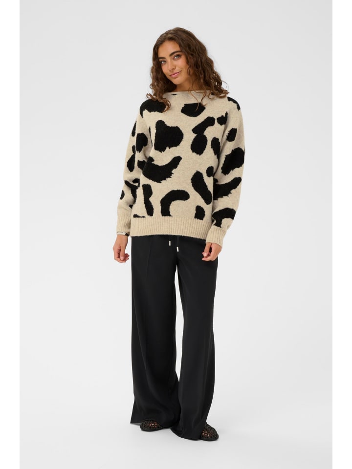 

CULTURE Вязаный свитер CUalmi оверсайз, бело-черный